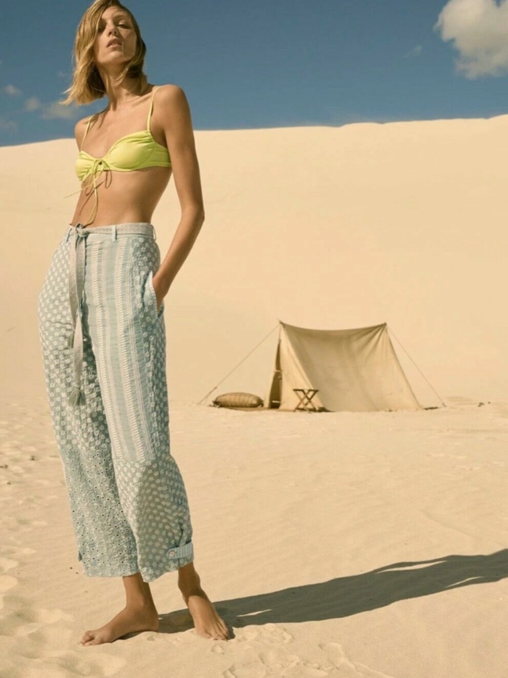 ZARA patchwork embroidered pants